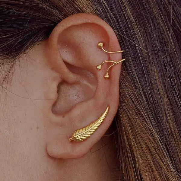 TIANDE Silver Color Gold Plated Climber Earrings for Women Smooth Piercing Women's Stud Earrings 2022 Fashion Jewelry Wholesale