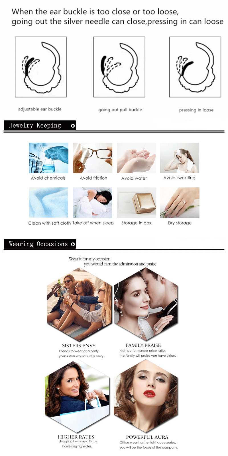 TIANDE Silver Color Gold Plated Climber Earrings for Women Smooth Piercing Women's Stud Earrings 2022 Fashion Jewelry Wholesale