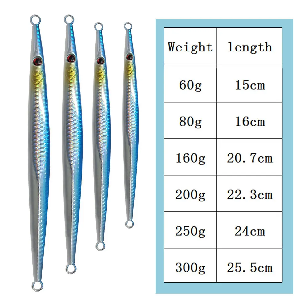 Balleo 1PC Deep Sea Metal Jig Fishing Lure 60g 80g 160g 200g 300g Jigging Spoon Bait Saltwater Jigbait Lures