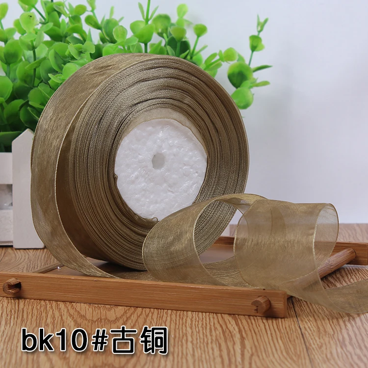 12/15/20/25/40/50mm (50 Yards/roll) Organza Stain Ribbon DIY Crafts Wedding for Party Decoration Cake Gift Bow Packaging Ribbon
