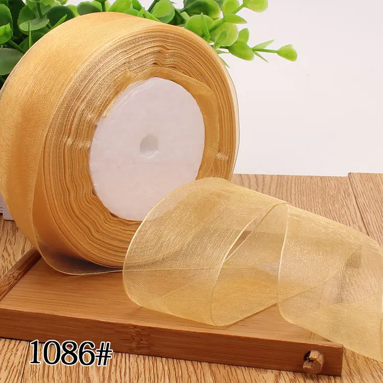 12/15/20/25/40/50mm (50 Yards/roll) Organza Stain Ribbon DIY Crafts Wedding for Party Decoration Cake Gift Bow Packaging Ribbon