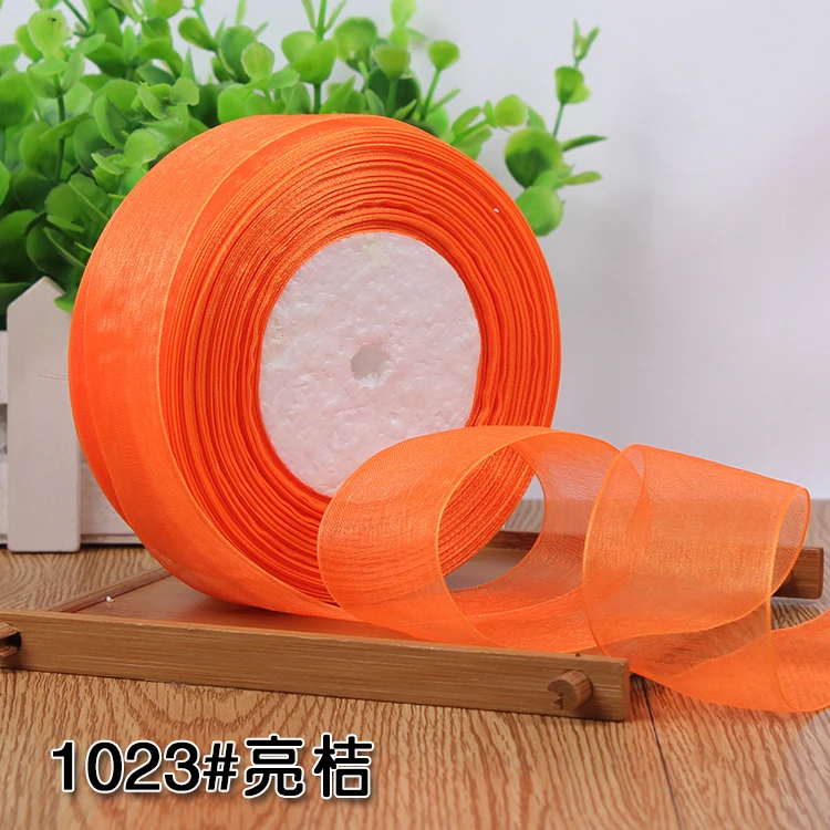 12/15/20/25/40/50mm (50 Yards/roll) Organza Stain Ribbon DIY Crafts Wedding for Party Decoration Cake Gift Bow Packaging Ribbon