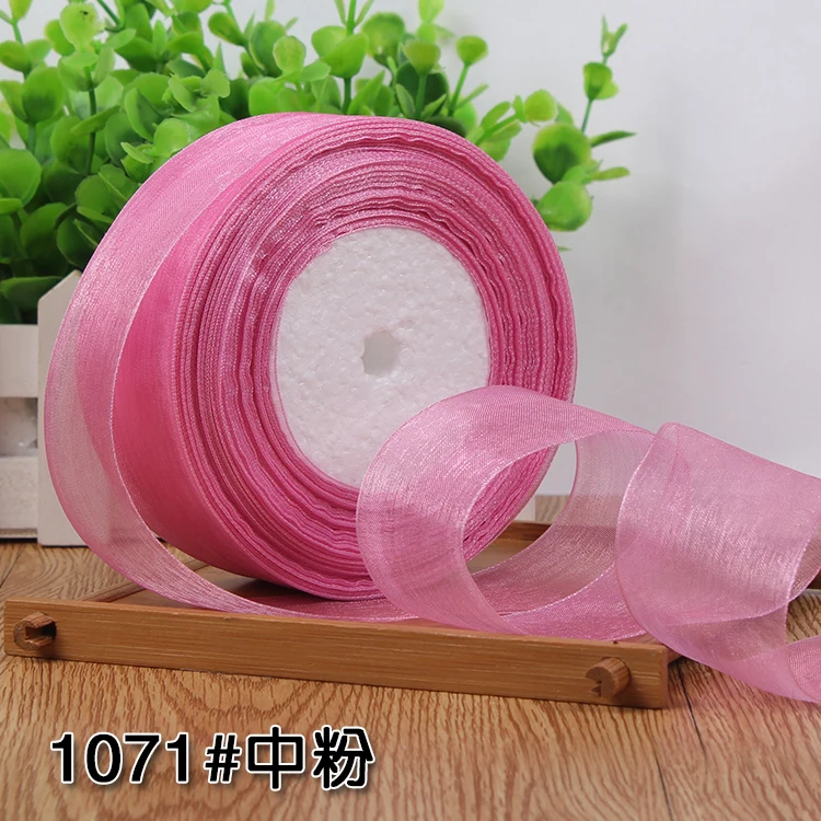 12/15/20/25/40/50mm (50 Yards/roll) Organza Stain Ribbon DIY Crafts Wedding for Party Decoration Cake Gift Bow Packaging Ribbon