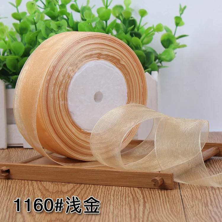 12/15/20/25/40/50mm (50 Yards/roll) Organza Stain Ribbon DIY Crafts Wedding for Party Decoration Cake Gift Bow Packaging Ribbon