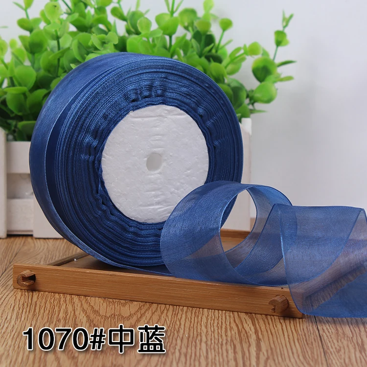 12/15/20/25/40/50mm (50 Yards/roll) Organza Stain Ribbon DIY Crafts Wedding for Party Decoration Cake Gift Bow Packaging Ribbon
