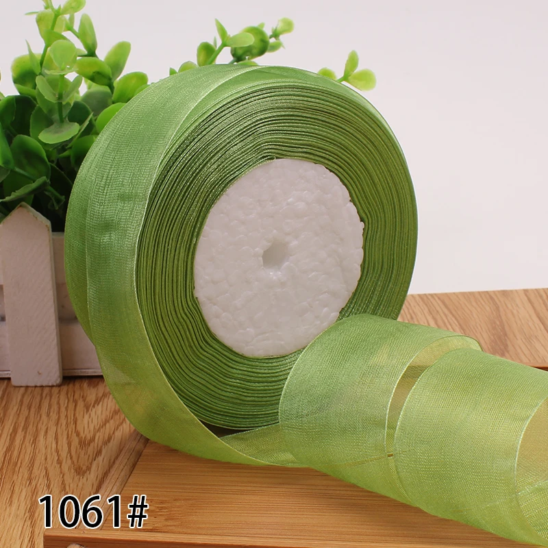 12/15/20/25/40/50mm (50 Yards/roll) Organza Stain Ribbon DIY Crafts Wedding for Party Decoration Cake Gift Bow Packaging Ribbon