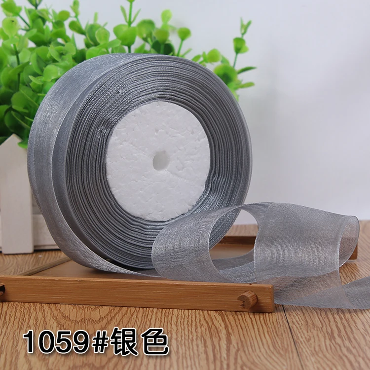 12/15/20/25/40/50mm (50 Yards/roll) Organza Stain Ribbon DIY Crafts Wedding for Party Decoration Cake Gift Bow Packaging Ribbon