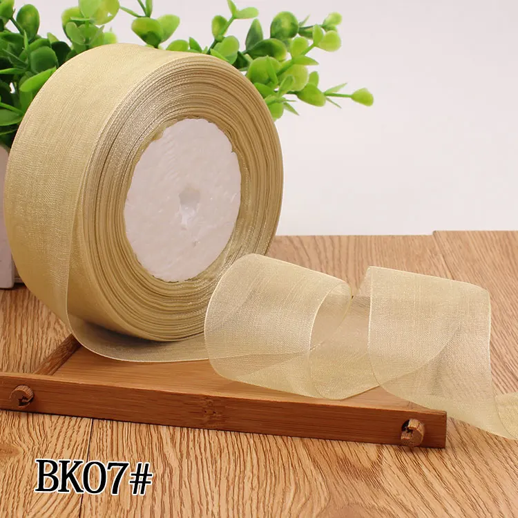 12/15/20/25/40/50mm (50 Yards/roll) Organza Stain Ribbon DIY Crafts Wedding for Party Decoration Cake Gift Bow Packaging Ribbon
