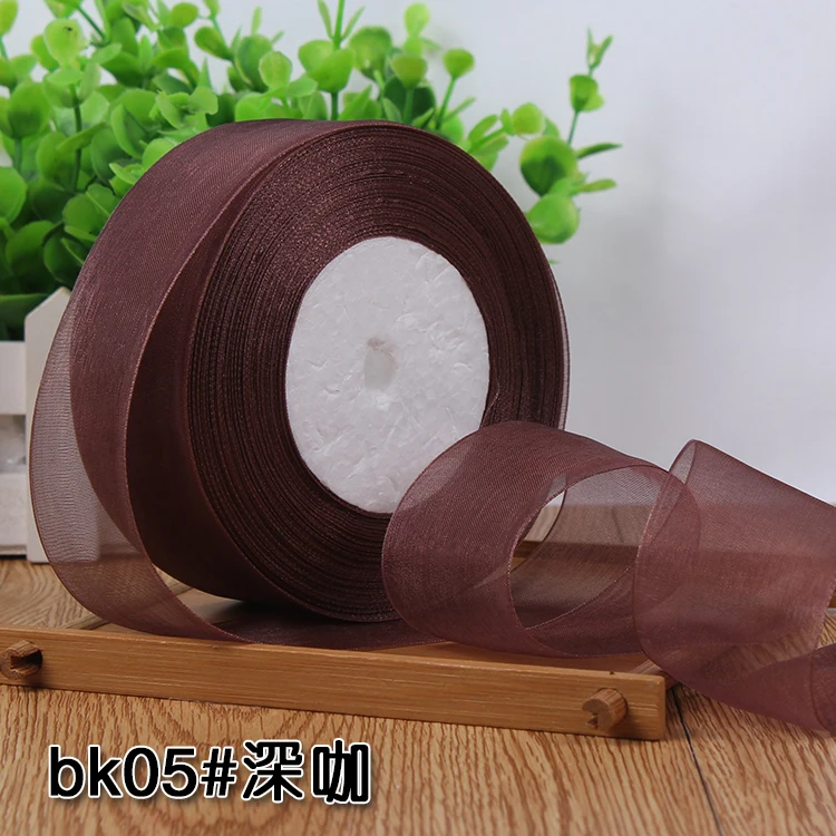 12/15/20/25/40/50mm (50 Yards/roll) Organza Stain Ribbon DIY Crafts Wedding for Party Decoration Cake Gift Bow Packaging Ribbon