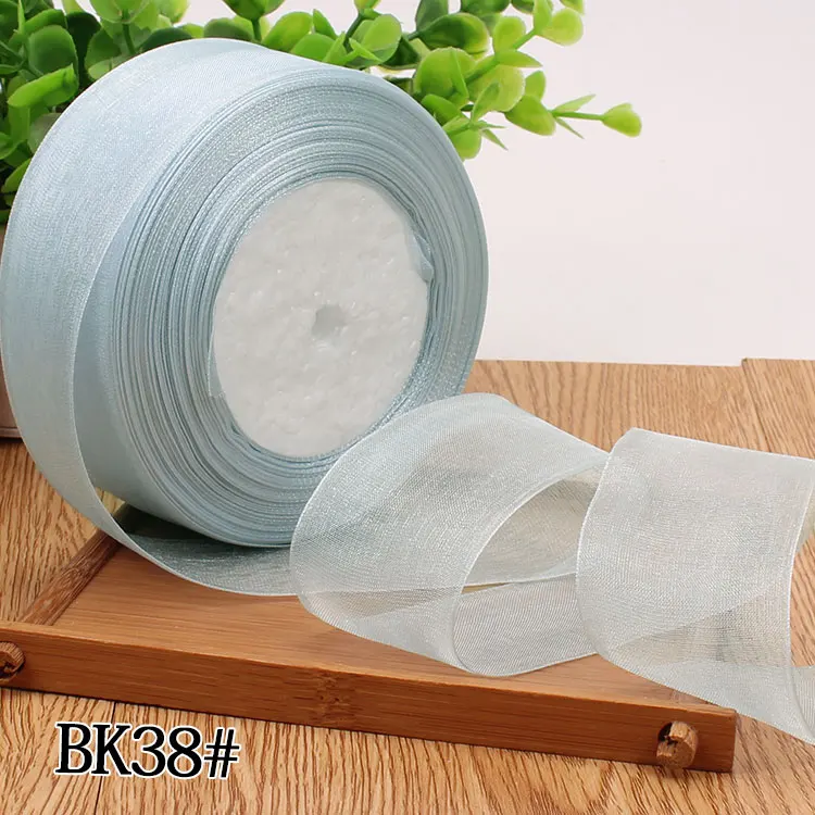 12/15/20/25/40/50mm (50 Yards/roll) Organza Stain Ribbon DIY Crafts Wedding for Party Decoration Cake Gift Bow Packaging Ribbon