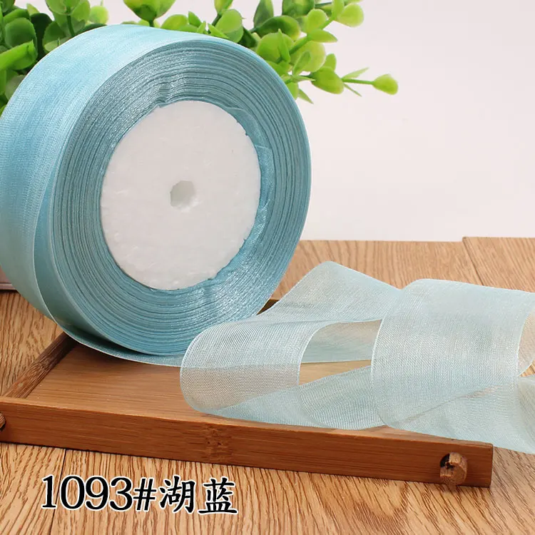 12/15/20/25/40/50mm (50 Yards/roll) Organza Stain Ribbon DIY Crafts Wedding for Party Decoration Cake Gift Bow Packaging Ribbon