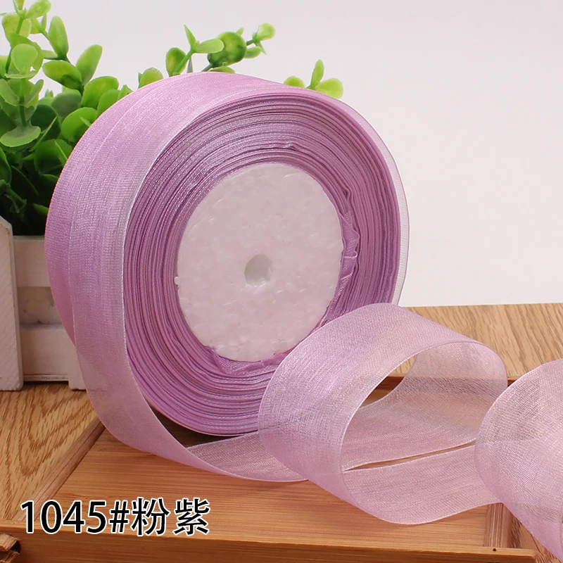 12/15/20/25/40/50mm (50 Yards/roll) Organza Stain Ribbon DIY Crafts Wedding for Party Decoration Cake Gift Bow Packaging Ribbon