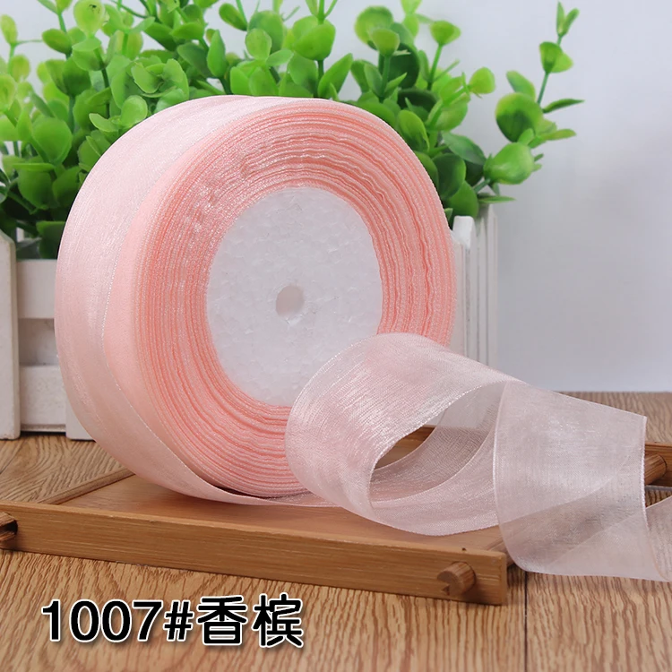 12/15/20/25/40/50mm (50 Yards/roll) Organza Stain Ribbon DIY Crafts Wedding for Party Decoration Cake Gift Bow Packaging Ribbon