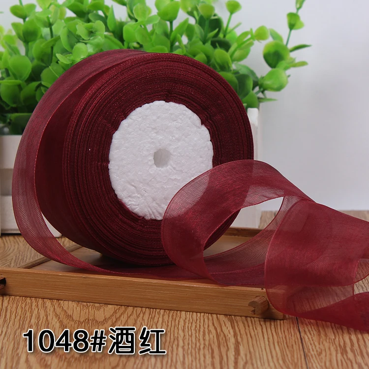 12/15/20/25/40/50mm (50 Yards/roll) Organza Stain Ribbon DIY Crafts Wedding for Party Decoration Cake Gift Bow Packaging Ribbon
