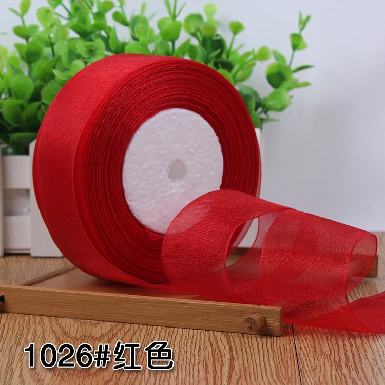 12/15/20/25/40/50mm (50 Yards/roll) Organza Stain Ribbon DIY Crafts Wedding for Party Decoration Cake Gift Bow Packaging Ribbon