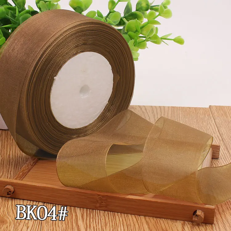 12/15/20/25/40/50mm (50 Yards/roll) Organza Stain Ribbon DIY Crafts Wedding for Party Decoration Cake Gift Bow Packaging Ribbon