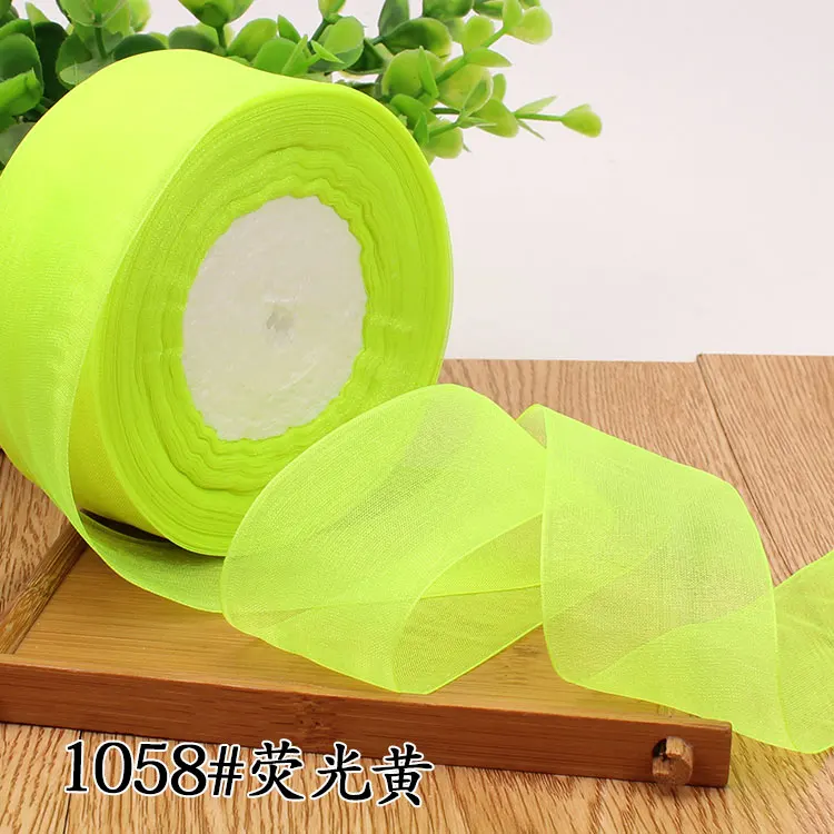 12/15/20/25/40/50mm (50 Yards/roll) Organza Stain Ribbon DIY Crafts Wedding for Party Decoration Cake Gift Bow Packaging Ribbon
