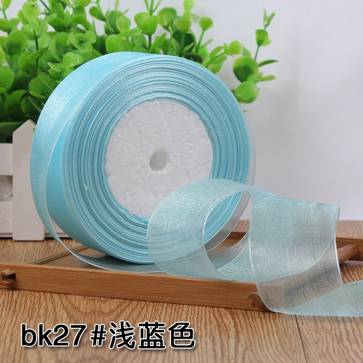 12/15/20/25/40/50mm (50 Yards/roll) Organza Stain Ribbon DIY Crafts Wedding for Party Decoration Cake Gift Bow Packaging Ribbon