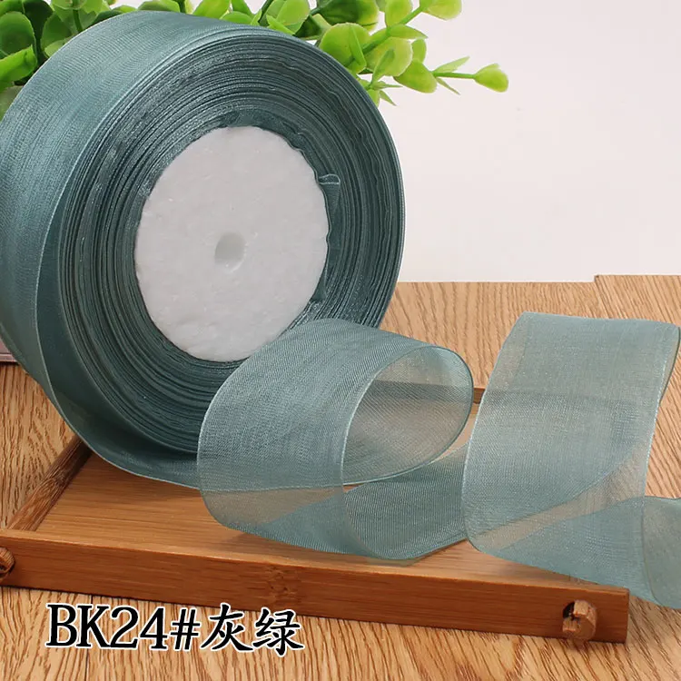 12/15/20/25/40/50mm (50 Yards/roll) Organza Stain Ribbon DIY Crafts Wedding for Party Decoration Cake Gift Bow Packaging Ribbon