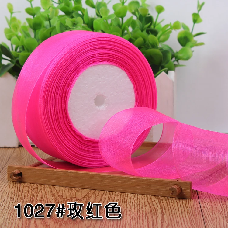 12/15/20/25/40/50mm (50 Yards/roll) Organza Stain Ribbon DIY Crafts Wedding for Party Decoration Cake Gift Bow Packaging Ribbon