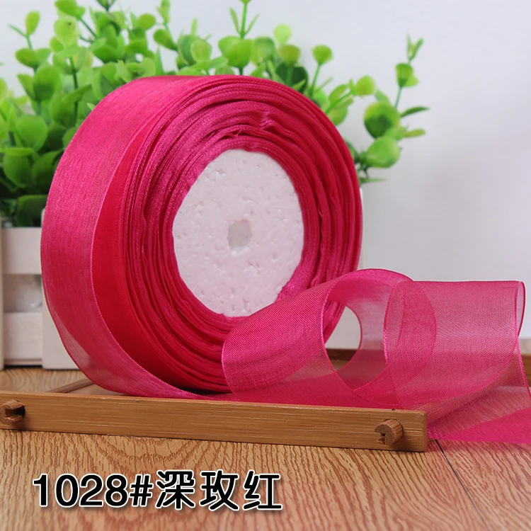 12/15/20/25/40/50mm (50 Yards/roll) Organza Stain Ribbon DIY Crafts Wedding for Party Decoration Cake Gift Bow Packaging Ribbon