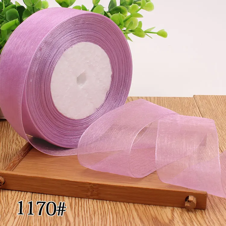 12/15/20/25/40/50mm (50 Yards/roll) Organza Stain Ribbon DIY Crafts Wedding for Party Decoration Cake Gift Bow Packaging Ribbon