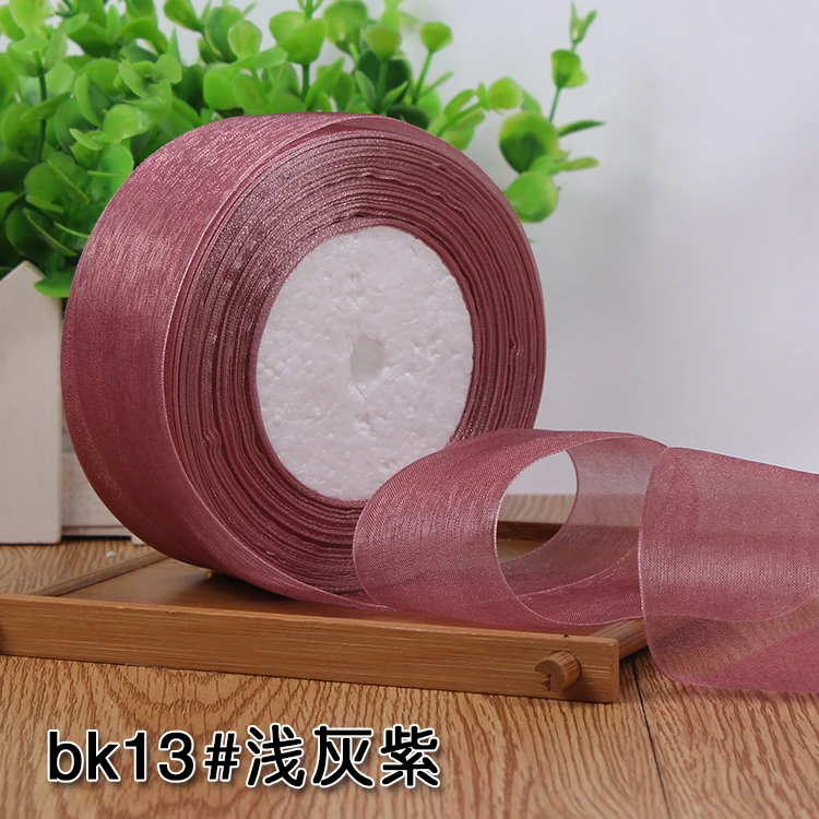 12/15/20/25/40/50mm (50 Yards/roll) Organza Stain Ribbon DIY Crafts Wedding for Party Decoration Cake Gift Bow Packaging Ribbon