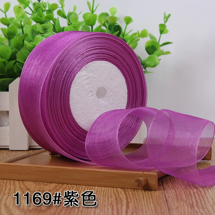 12/15/20/25/40/50mm (50 Yards/roll) Organza Stain Ribbon DIY Crafts Wedding for Party Decoration Cake Gift Bow Packaging Ribbon