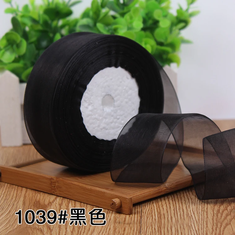 12/15/20/25/40/50mm (50 Yards/roll) Organza Stain Ribbon DIY Crafts Wedding for Party Decoration Cake Gift Bow Packaging Ribbon