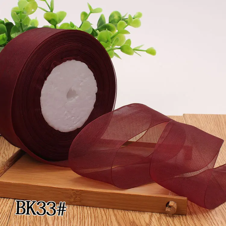12/15/20/25/40/50mm (50 Yards/roll) Organza Stain Ribbon DIY Crafts Wedding for Party Decoration Cake Gift Bow Packaging Ribbon