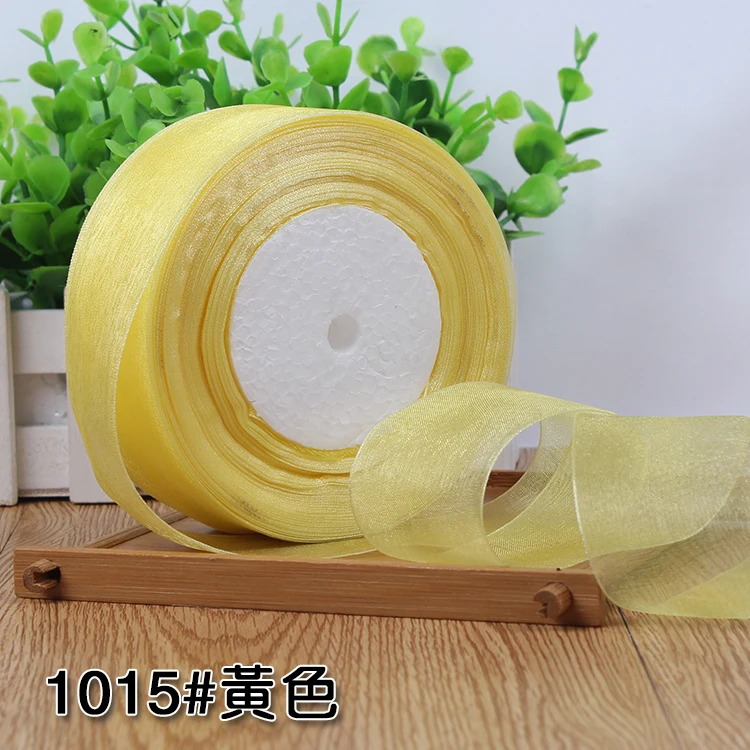 12/15/20/25/40/50mm (50 Yards/roll) Organza Stain Ribbon DIY Crafts Wedding for Party Decoration Cake Gift Bow Packaging Ribbon