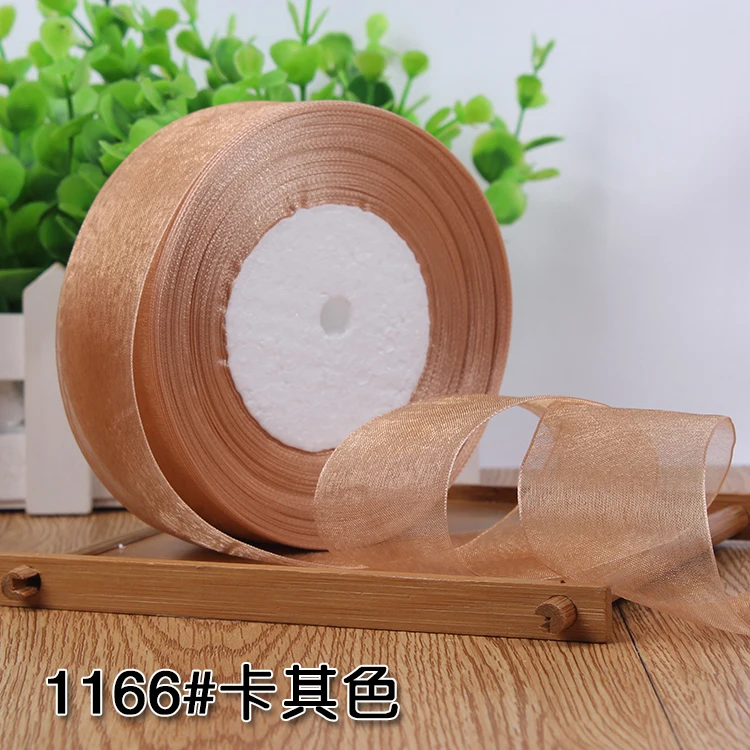12/15/20/25/40/50mm (50 Yards/roll) Organza Stain Ribbon DIY Crafts Wedding for Party Decoration Cake Gift Bow Packaging Ribbon