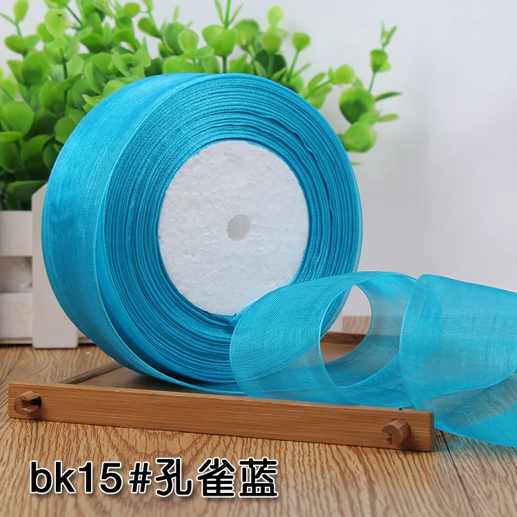 12/15/20/25/40/50mm (50 Yards/roll) Organza Stain Ribbon DIY Crafts Wedding for Party Decoration Cake Gift Bow Packaging Ribbon