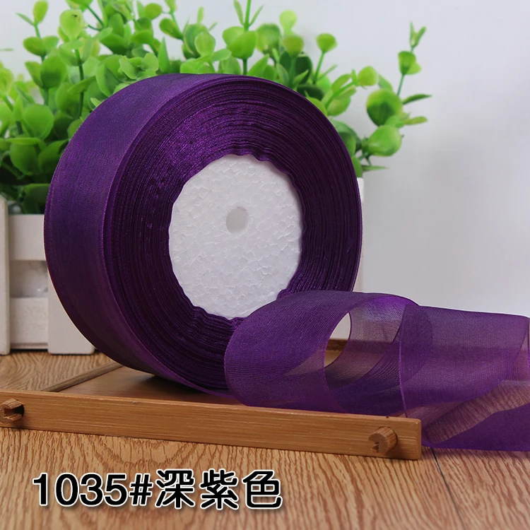 12/15/20/25/40/50mm (50 Yards/roll) Organza Stain Ribbon DIY Crafts Wedding for Party Decoration Cake Gift Bow Packaging Ribbon
