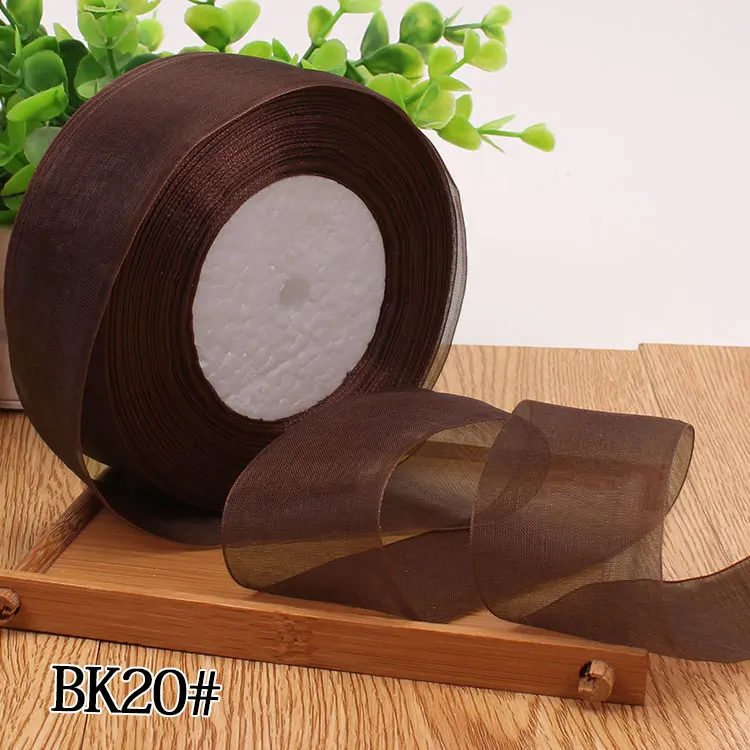 12/15/20/25/40/50mm (50 Yards/roll) Organza Stain Ribbon DIY Crafts Wedding for Party Decoration Cake Gift Bow Packaging Ribbon