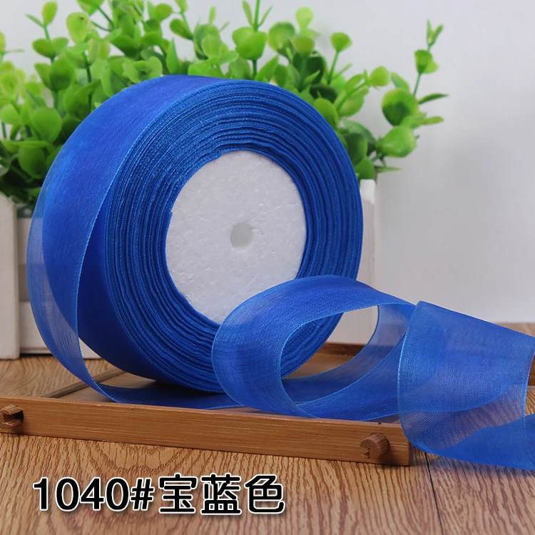 12/15/20/25/40/50mm (50 Yards/roll) Organza Stain Ribbon DIY Crafts Wedding for Party Decoration Cake Gift Bow Packaging Ribbon