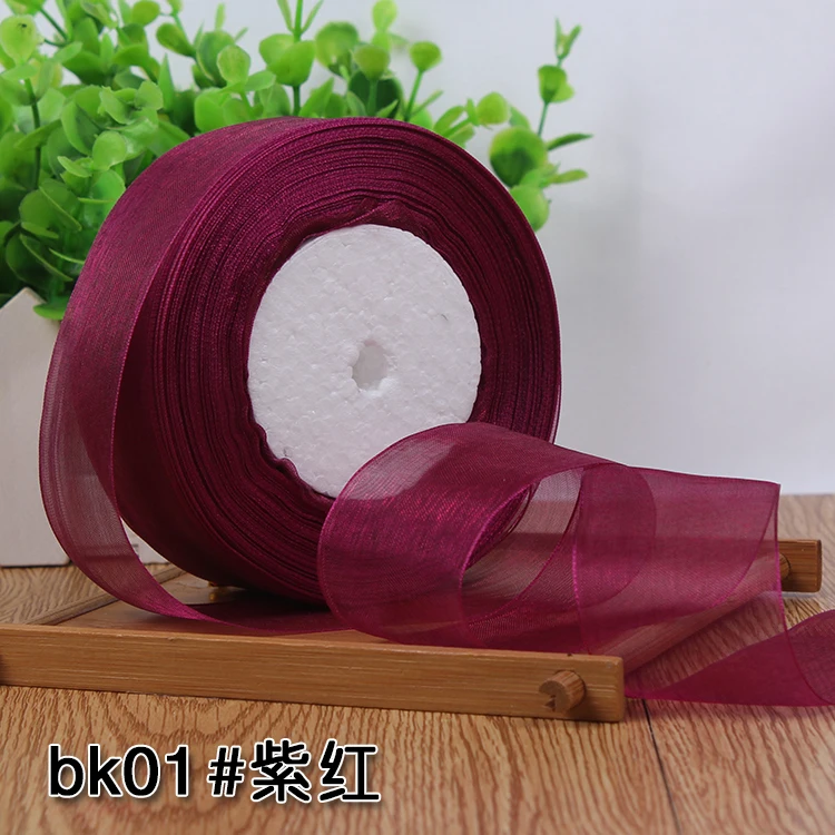 12/15/20/25/40/50mm (50 Yards/roll) Organza Stain Ribbon DIY Crafts Wedding for Party Decoration Cake Gift Bow Packaging Ribbon