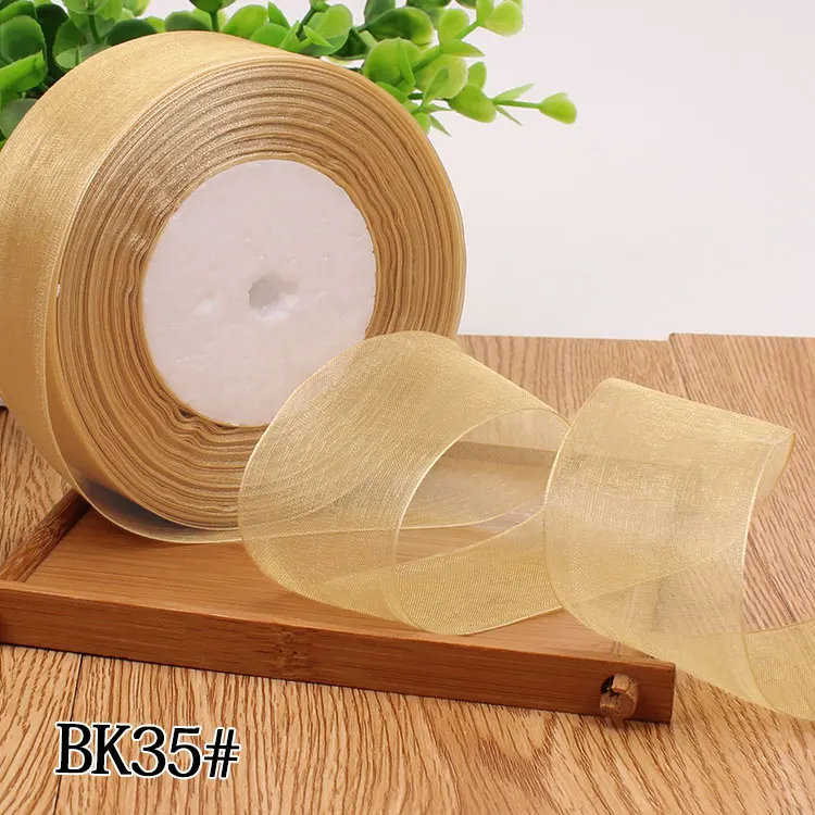 12/15/20/25/40/50mm (50 Yards/roll) Organza Stain Ribbon DIY Crafts Wedding for Party Decoration Cake Gift Bow Packaging Ribbon