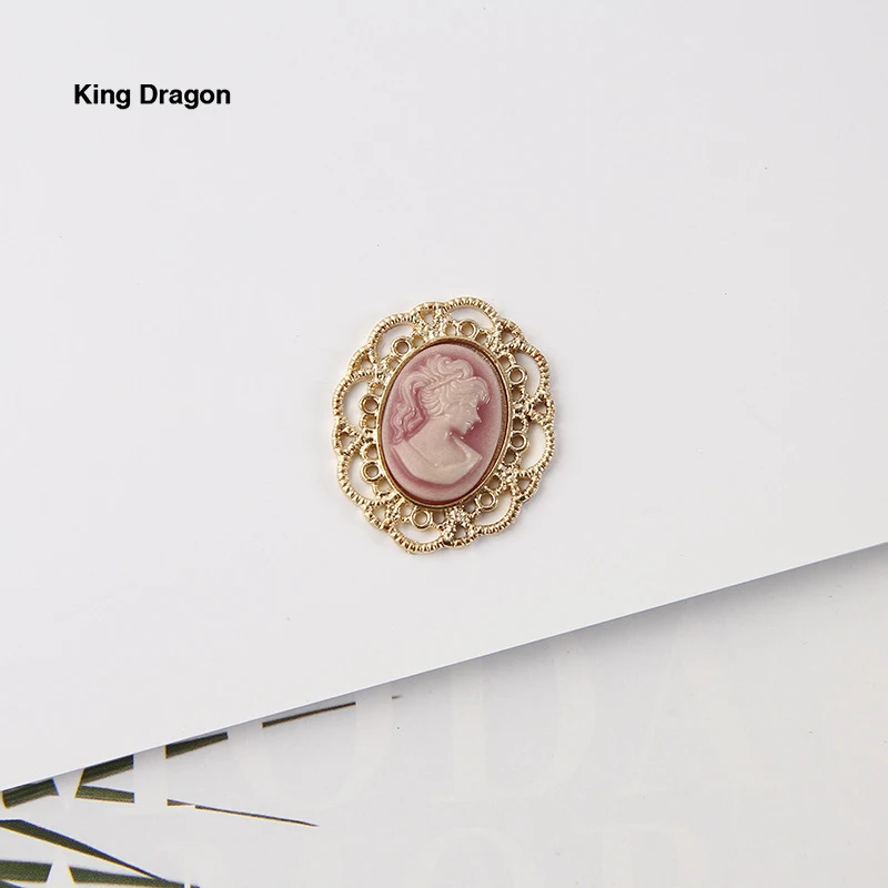 King Dragon Rhinestone Cameo Embellishment Used On Headband Decoration 29MM*25MM 5PCS/Lot Flat Back Gold Color KD617