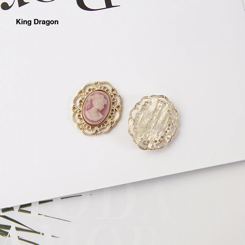 King Dragon Rhinestone Cameo Embellishment Used On Headband Decoration 29MM*25MM 5PCS/Lot Flat Back Gold Color KD617