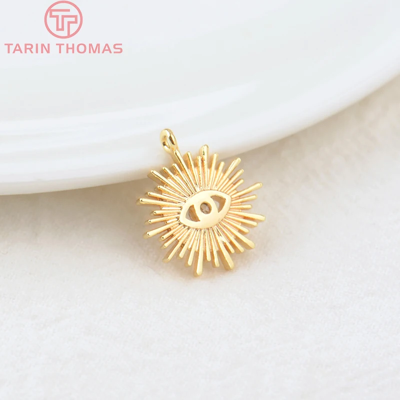 (1871)4PCS 12MM Hole 1.5MM 24K Gold Color Brass with Zircon Eye Charm Pendants for DIY Jewelry Making Findings Accessories