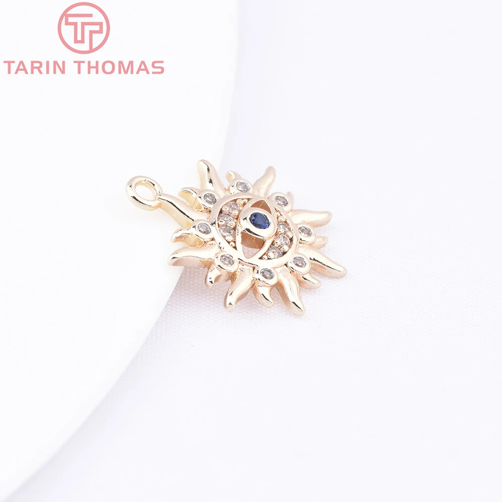 (1871)4PCS 12MM Hole 1.5MM 24K Gold Color Brass with Zircon Eye Charm Pendants for DIY Jewelry Making Findings Accessories