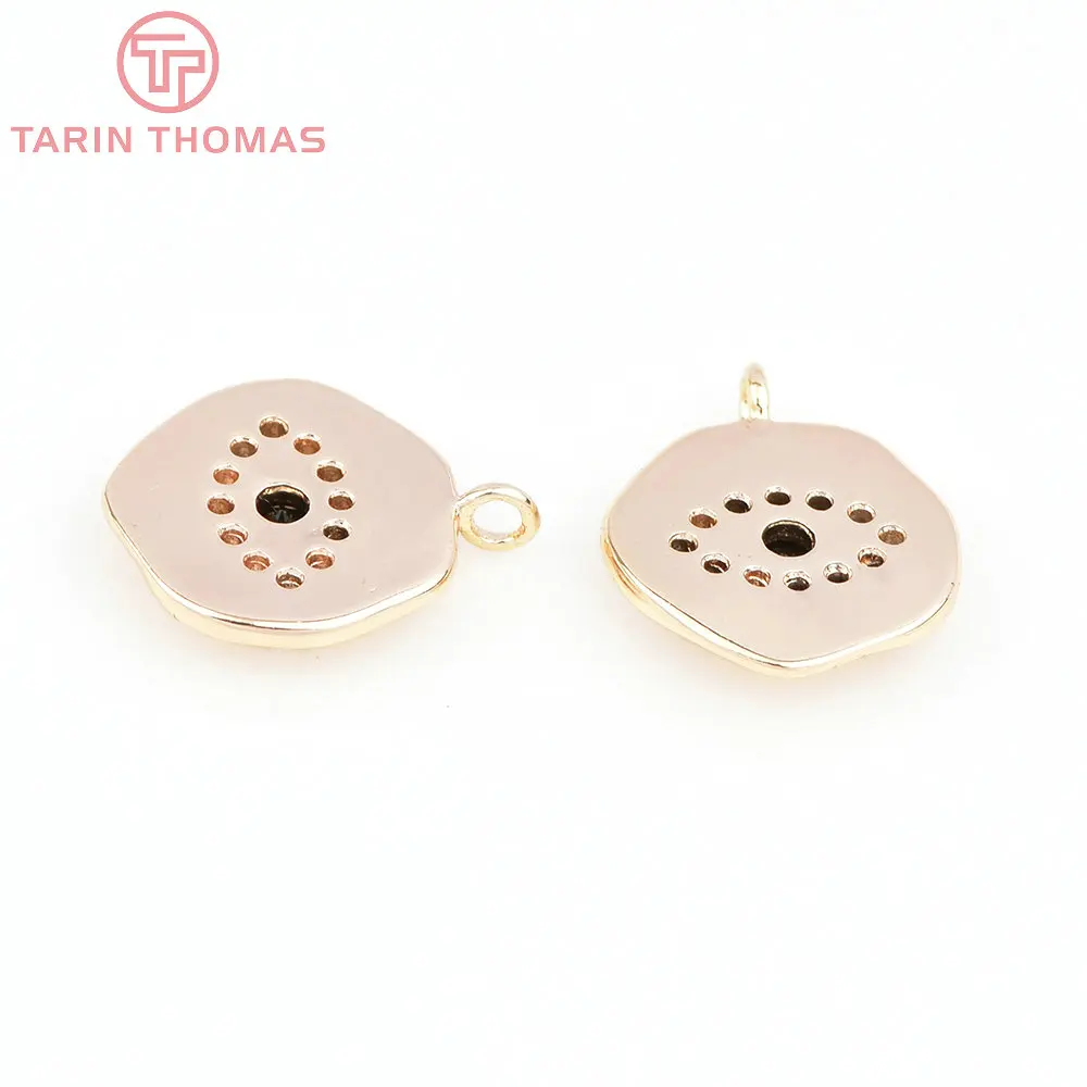 (1871)4PCS 12MM Hole 1.5MM 24K Gold Color Brass with Zircon Eye Charm Pendants for DIY Jewelry Making Findings Accessories