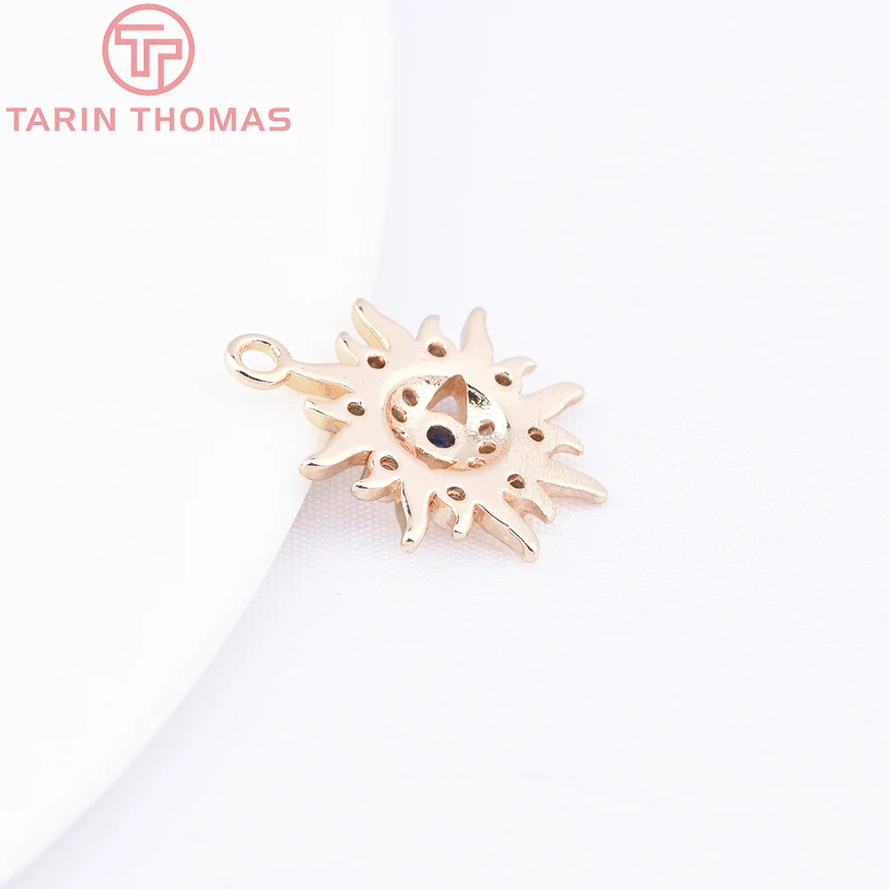 (1871)4PCS 12MM Hole 1.5MM 24K Gold Color Brass with Zircon Eye Charm Pendants for DIY Jewelry Making Findings Accessories