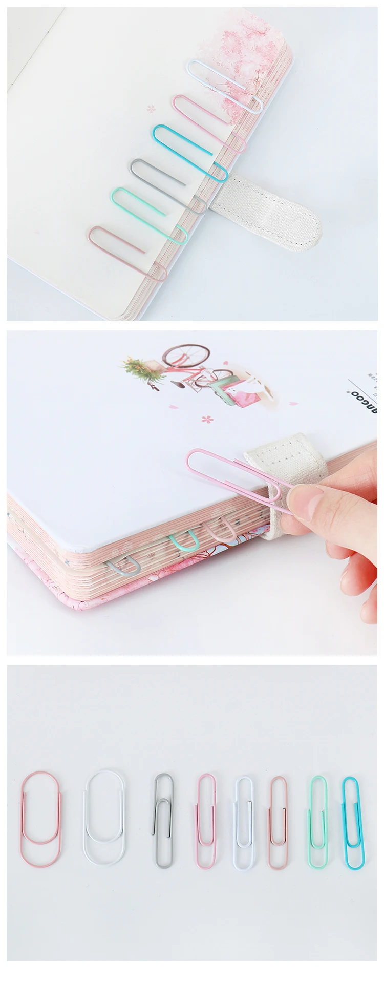 TUTU 20pcs/set of 50mm Colorful Paper Clips Paper Clips Notes Classified Clips Student Stationery School Office Supplies H0528