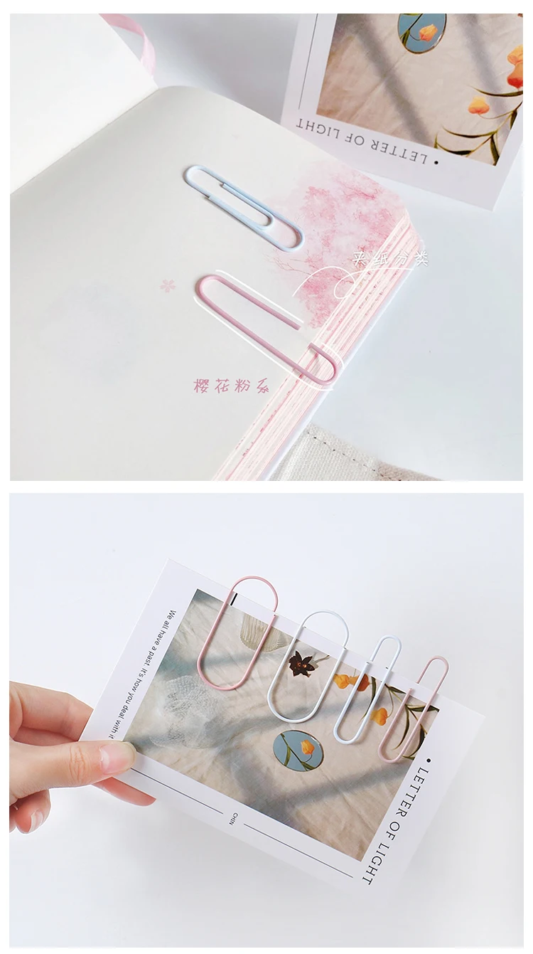 TUTU 20pcs/set of 50mm Colorful Paper Clips Paper Clips Notes Classified Clips Student Stationery School Office Supplies H0528