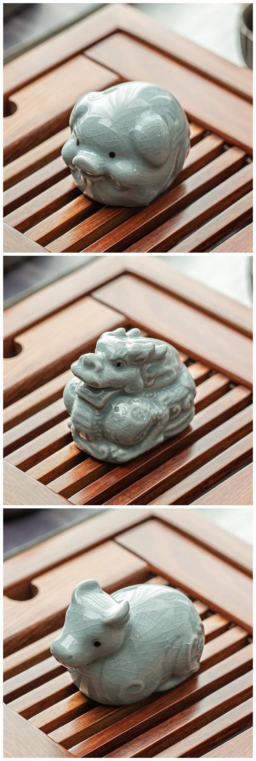 Retro Ceramics Tea Pet Chinese Zodiac Animal Statue Cute Tea Figurine Ornaments Desktop Crafts Tea Set Decoration Accessories