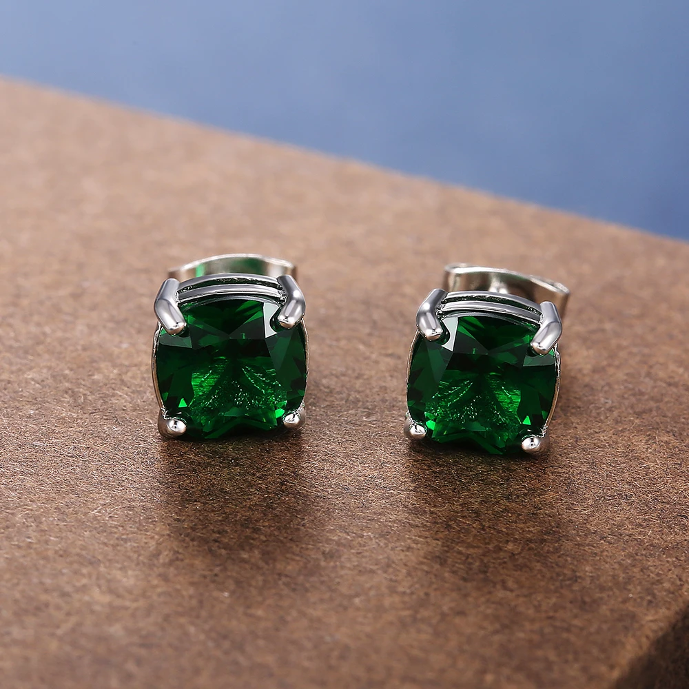 Huitan Simple Stylish Cubic Zirconia Stud Earrings Female 6 Colors Available Versatile Birthday Gift Statement Jewelry for Women