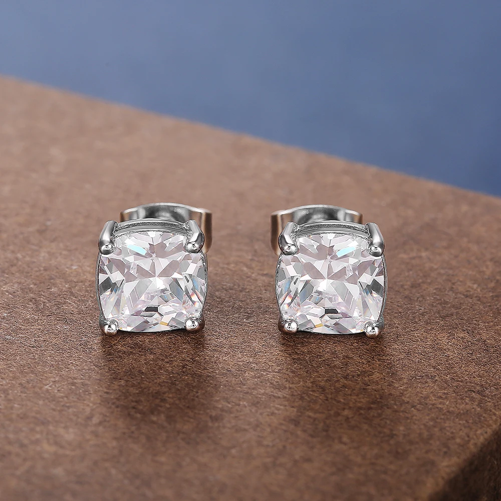 Huitan Simple Stylish Cubic Zirconia Stud Earrings Female 6 Colors Available Versatile Birthday Gift Statement Jewelry for Women