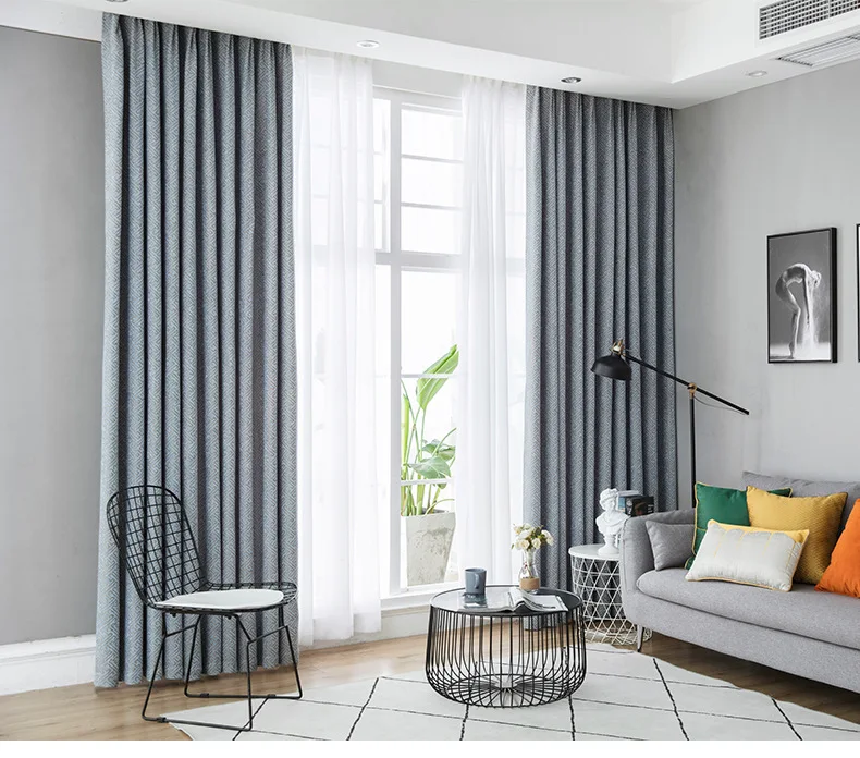 Nordic Chenille Curtains for Living Dining Room Bedroom Simple High Shading Custom Solid Color Luxury Home Decor Texture